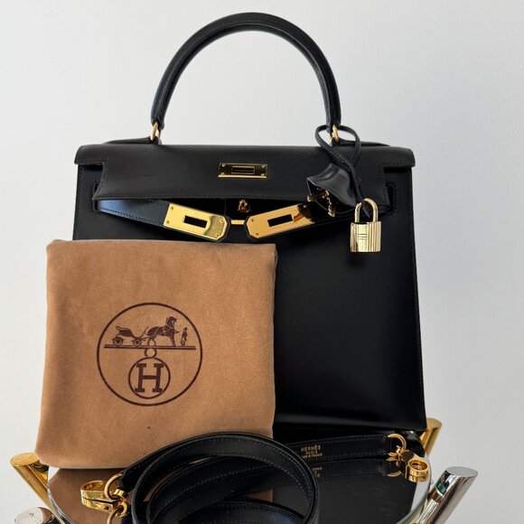 Hermes Kelly 28 Sellier black box leather gold HW 1995 - Picture 12 of 13
